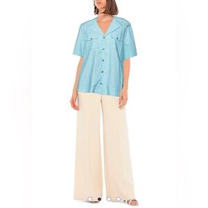 GANNI Floral Short Sleeve Button-Up Shirt | Size 38 -M | new